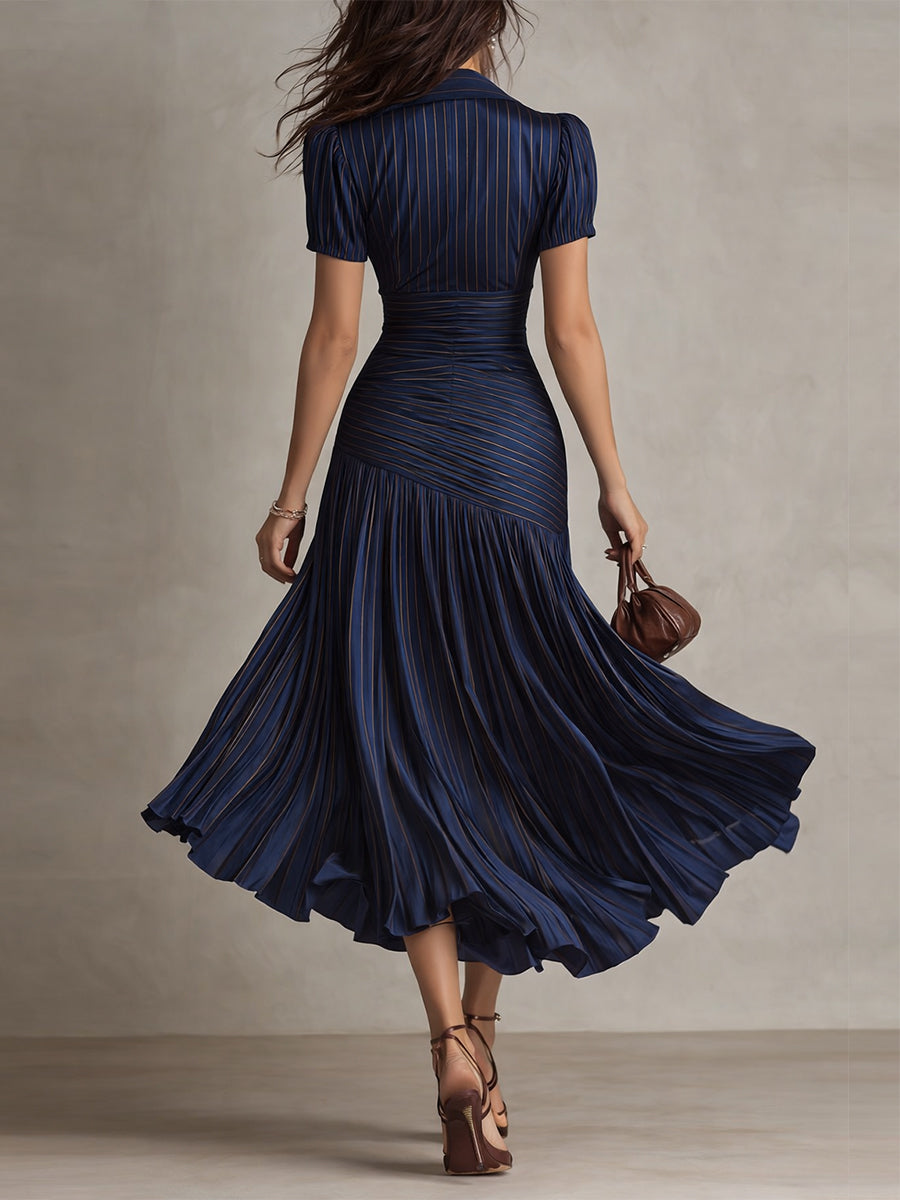 Arlena | Retro Striped Midi Dress
