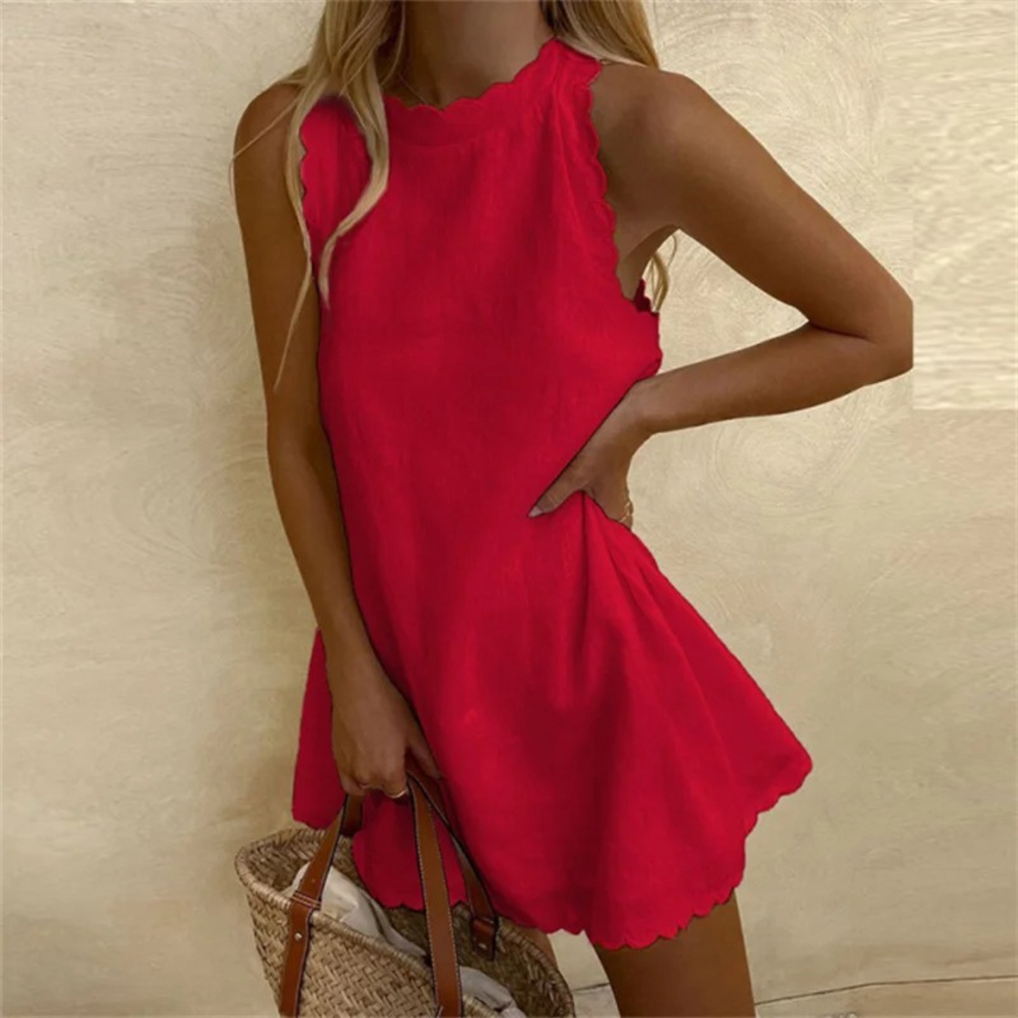 Mavelle | Scalloped Linen Summer Dress