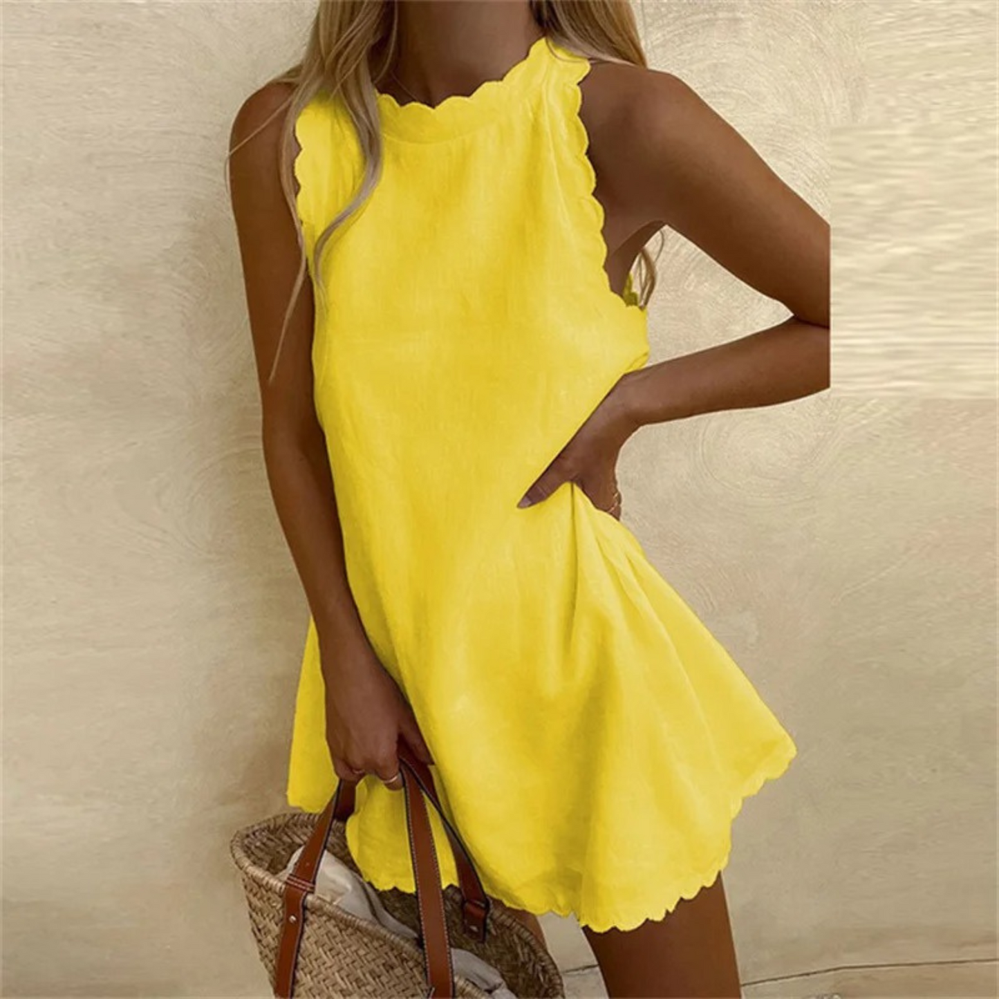 Mavelle | Scalloped Linen Summer Dress