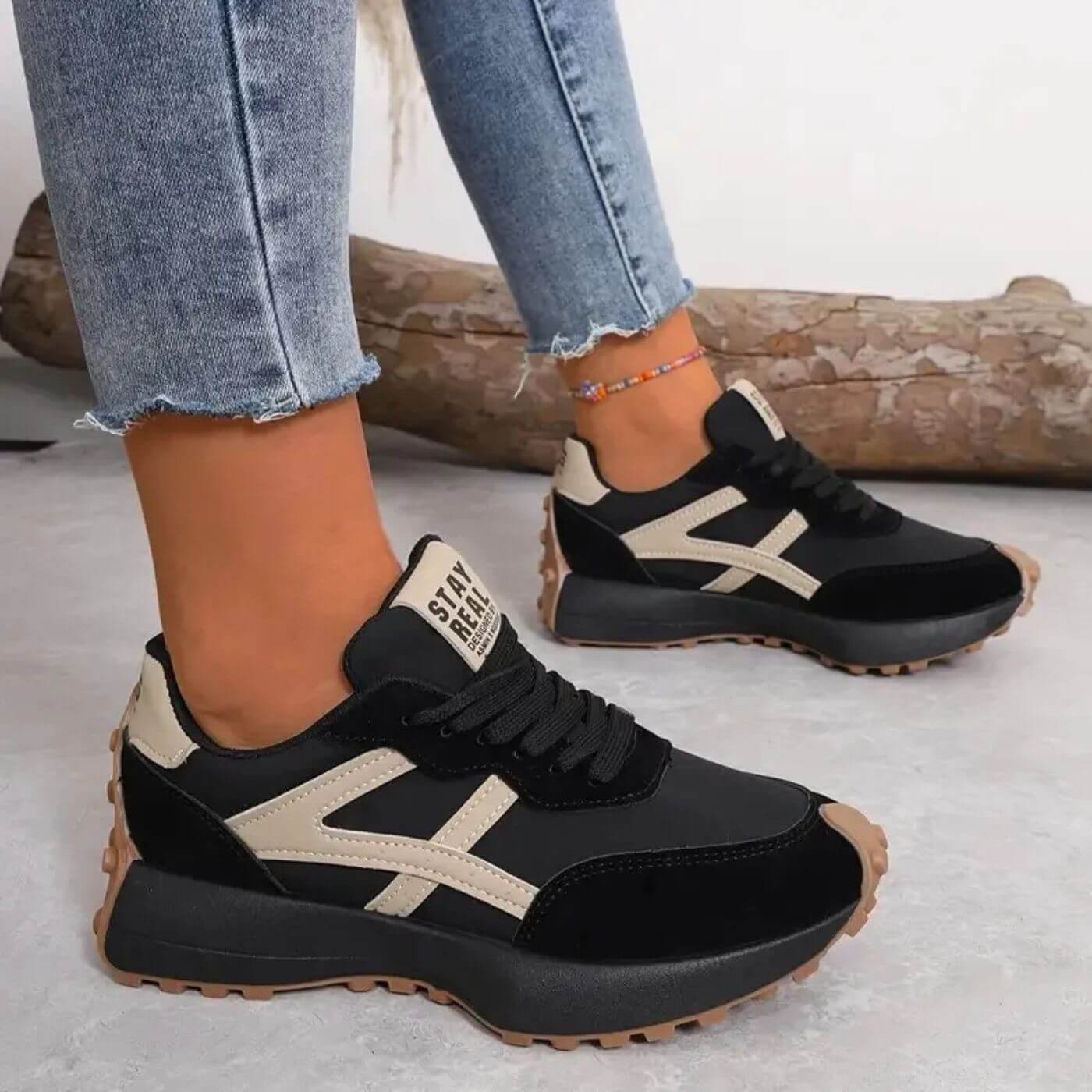 Black/Beige / US 4