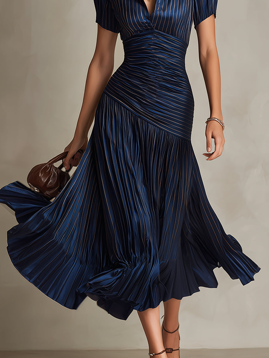 Arlena | Retro Striped Midi Dress