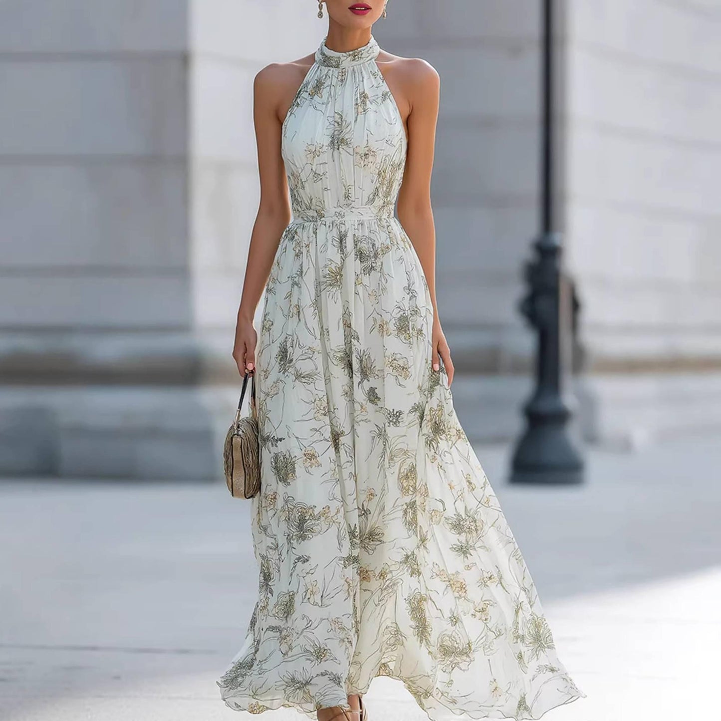 Elowen | Floral Halter Maxi Dress
