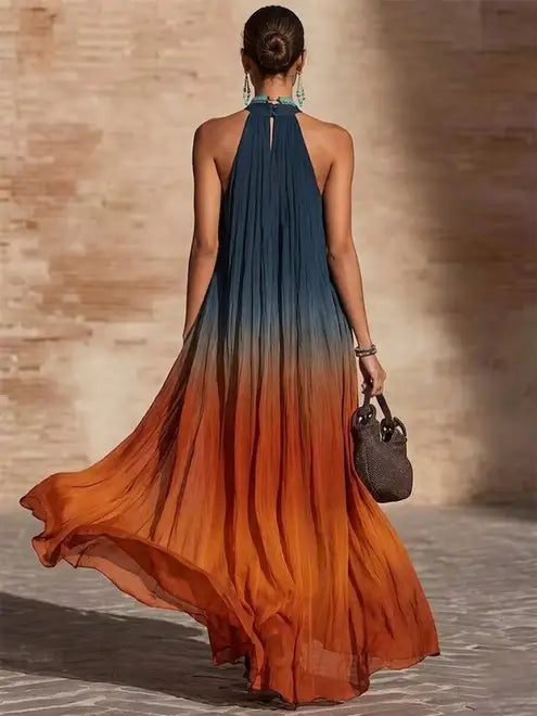 Paula | Gradient Halter V-Neck Maxi Dress